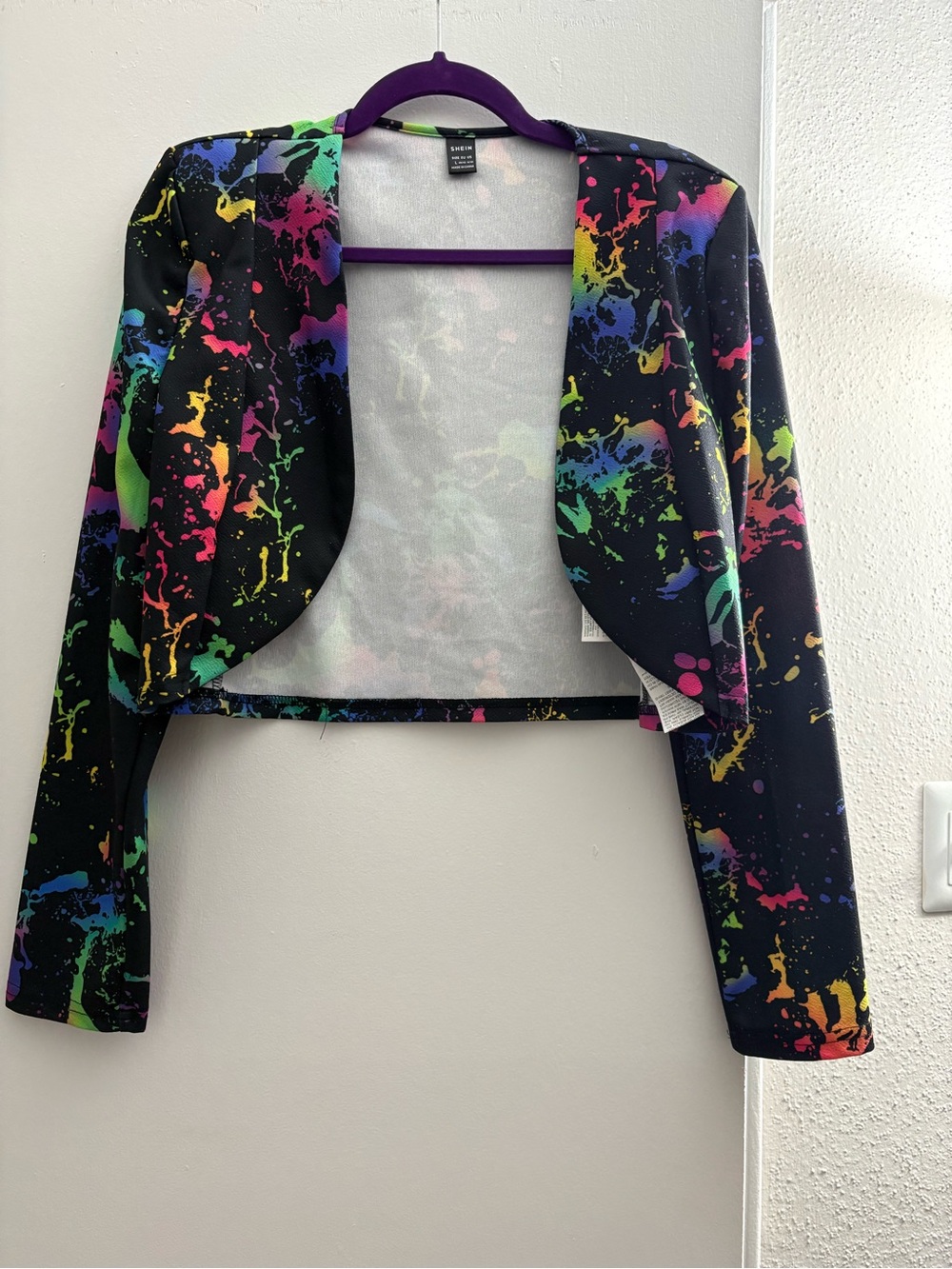 SHEIN Paint Splatter Crop Blazer